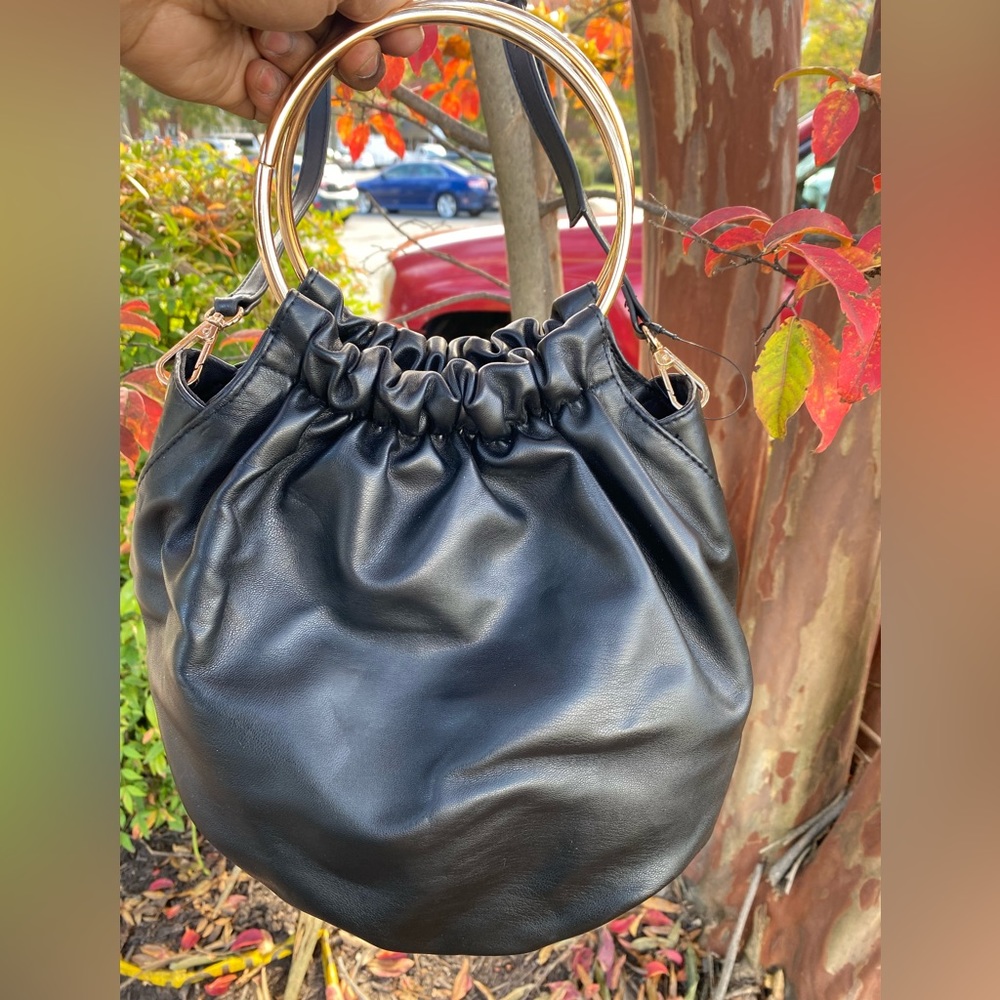 Black Crossbody Purse- Gold Handles